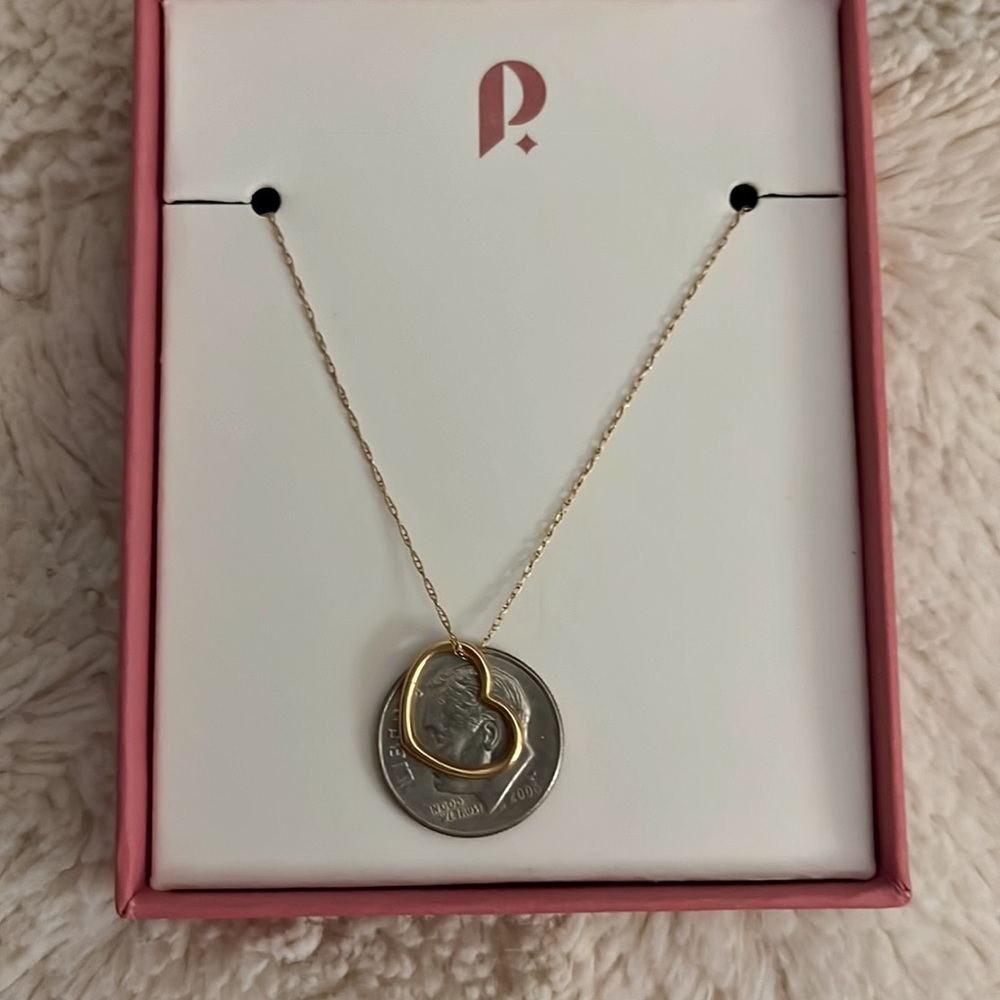 14K Yellow Gold Rope Chain with 14K Floating Heart, Beautiful EUC - Picture 6 of 6
